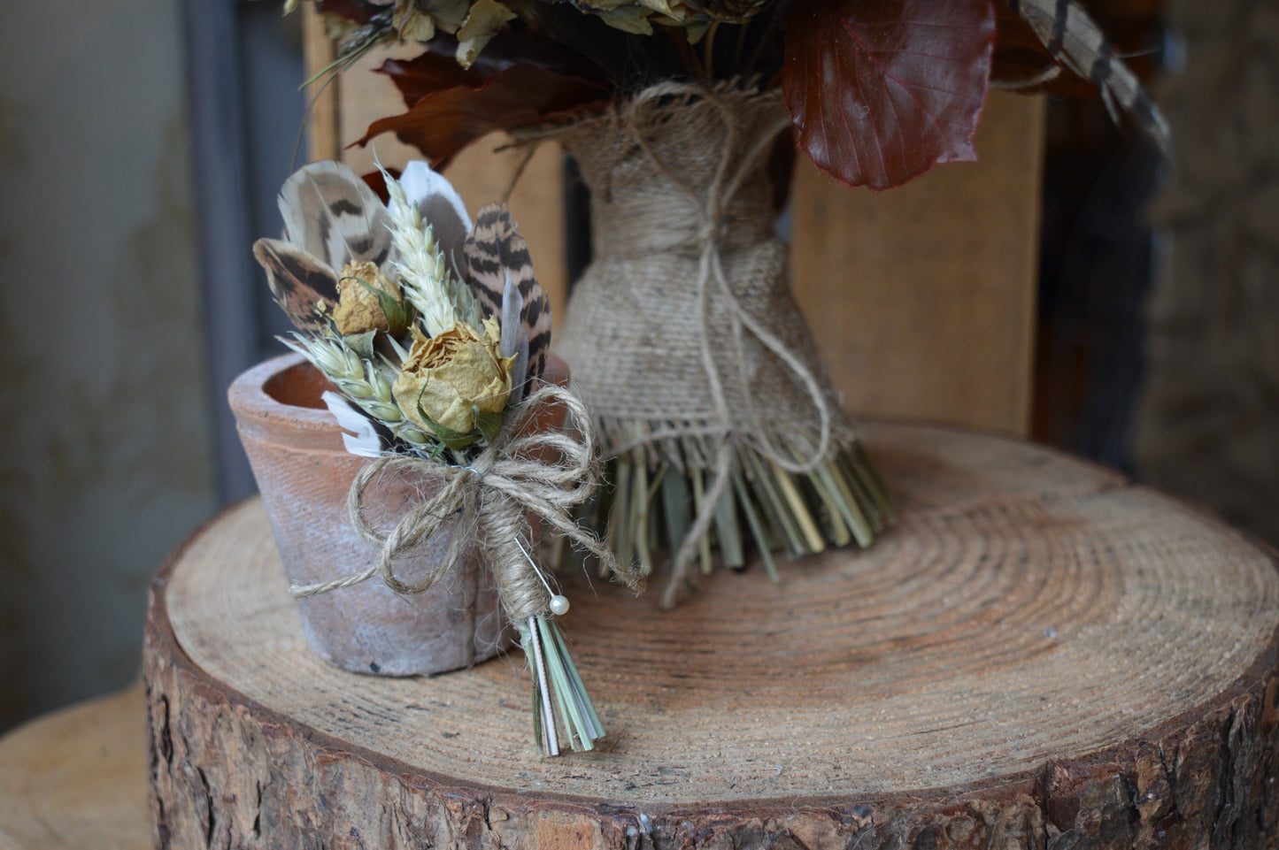 Wheat and Lavender Buttonhole image 1