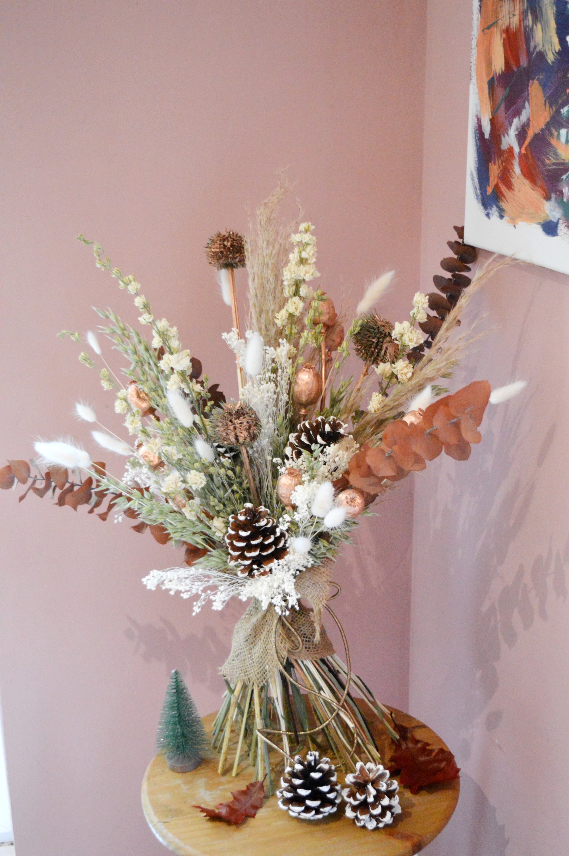 Copper and White Christmas Dried Flower Bouquet image 0