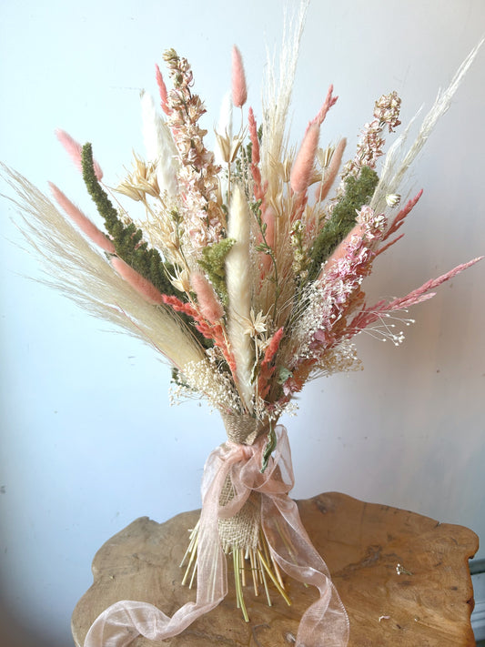 Pink & Cream Dried Flower Bouquet image 0