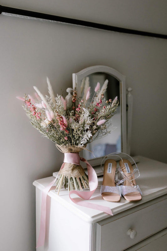Wild Pastel Pink Dried Flower Bouquet / Pampas Wedding Bouquet / Boho Dried Flowers The Dried Flower Shop