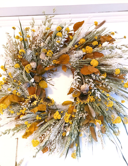 Ochre Dried Flower Wreath image 0