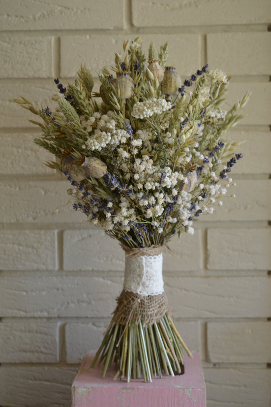 Natural Dried Bouquet / Rustic Dried Flower Bouquet / Dried Gypsophila / Wedding Bouquet / Eco Dried Flowers