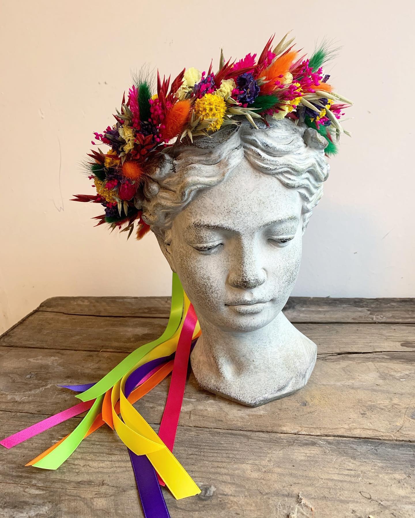 Festival Flower Crown / Dried Flower Headdress / Vibrant Dried Flower Wedding