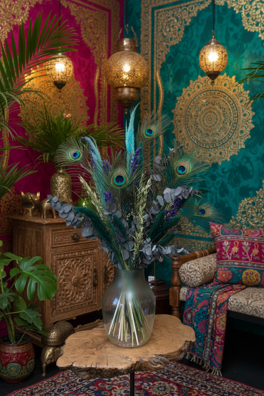 Peacock Dried Flower Bouquet / Mothers Day Long-Lasting Flowers / Sustainable Home Décor - The Dried Flower Shop