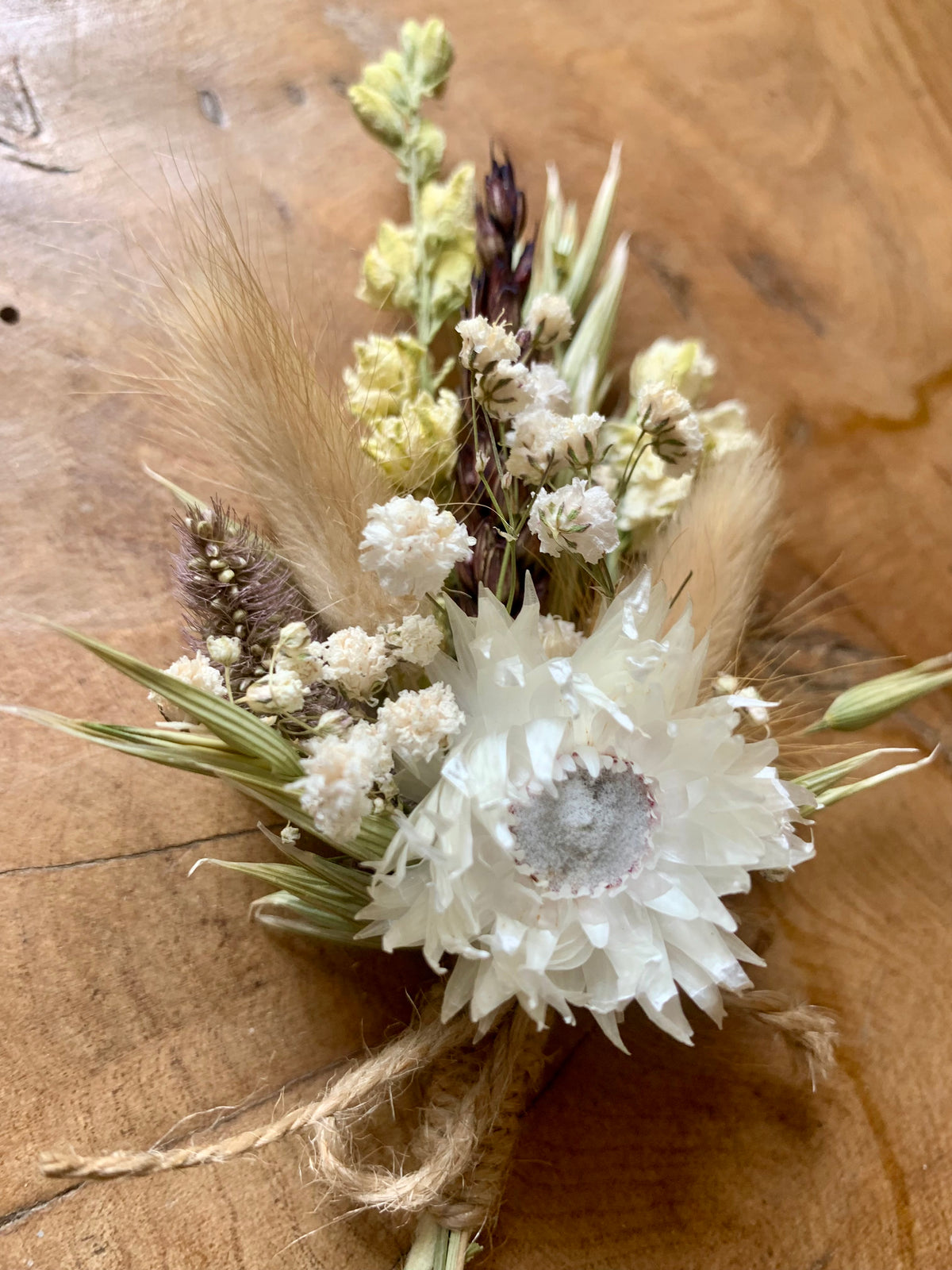 Winter White Dried Wedding Bouquet / Rustic Dried Wedding Flowers The Dried Flower Shop