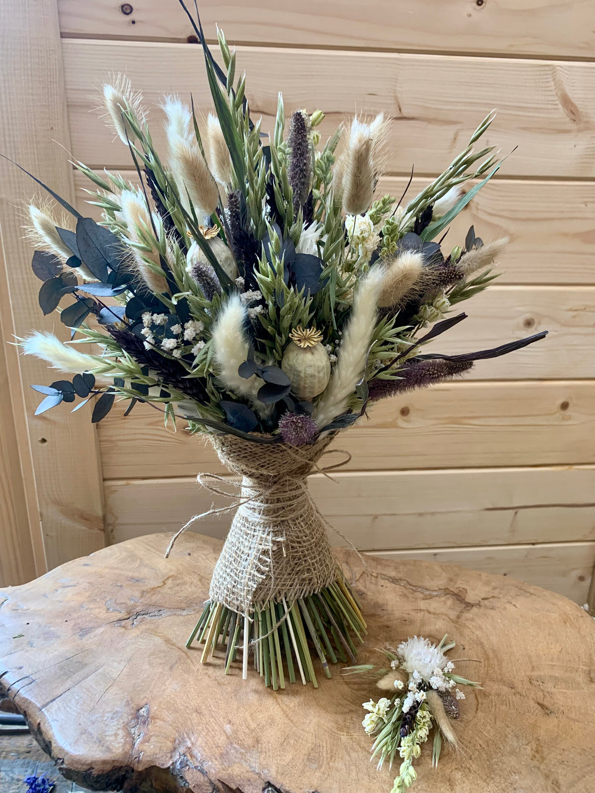 Winter White Dried Wedding Bouquet / Rustic Dried Wedding Flowers The Dried Flower Shop