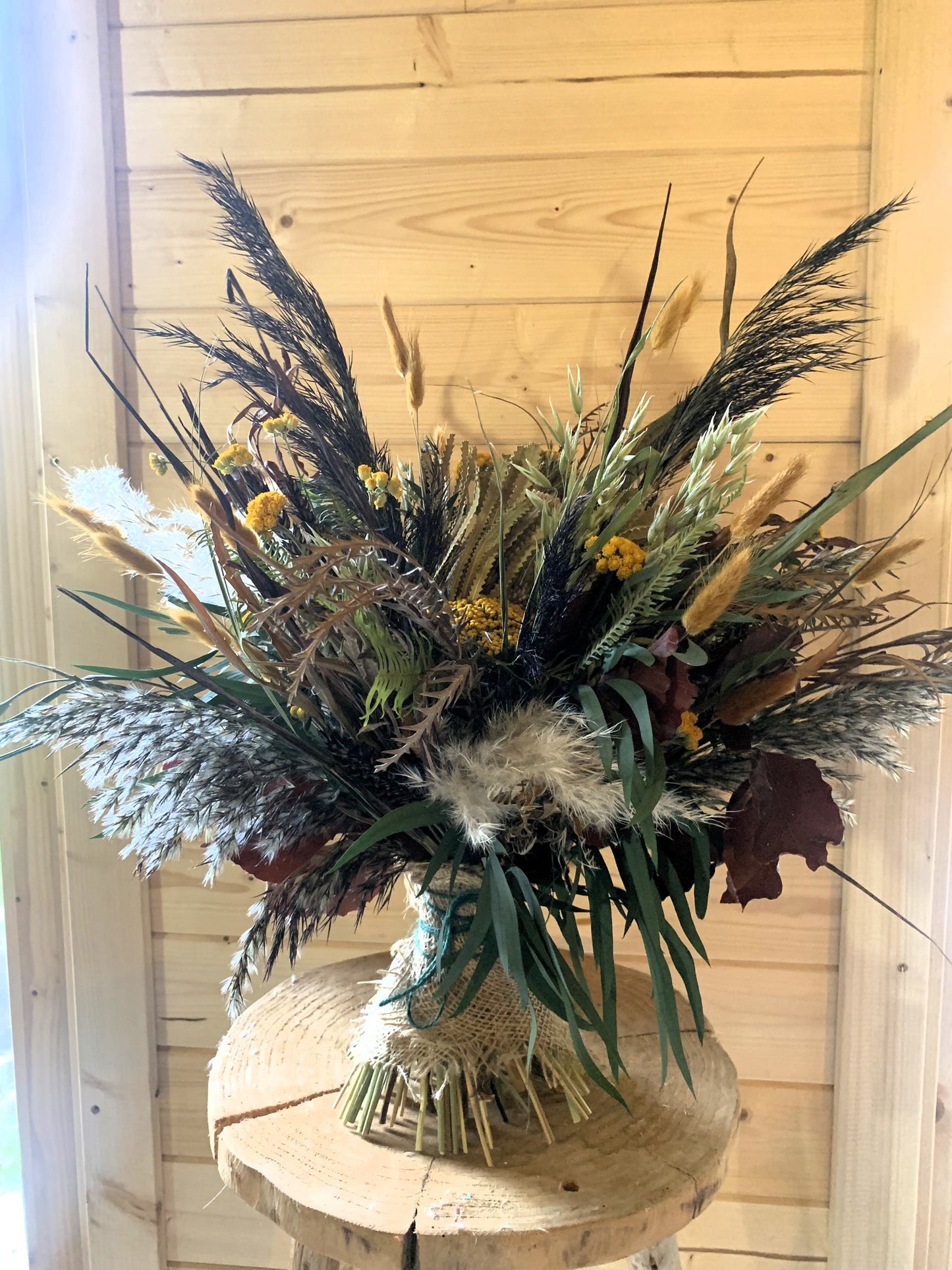 Natural, Browns & Ochre Dried Flower Bouquet / Boho Wedding Flowers / Wild Autumn Bouquet