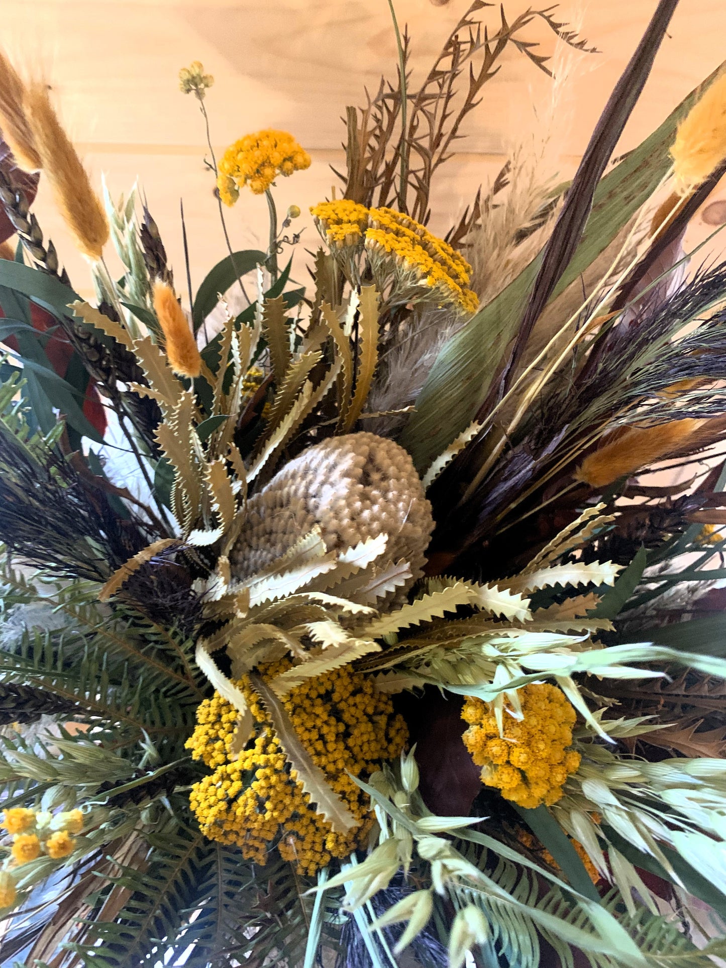 Natural, Browns & Ochre Dried Flower Bouquet / Boho Wedding Flowers / Wild Autumn Bouquet