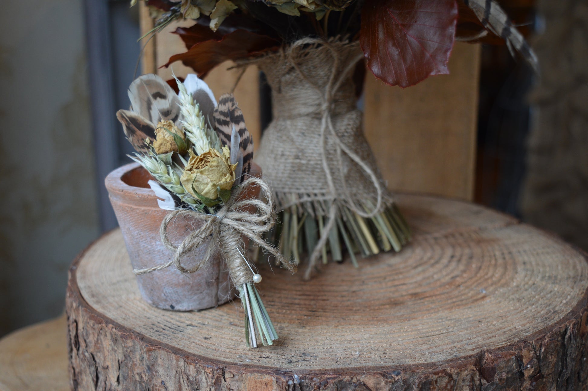 Wheat and Lavender Buttonhole image 1